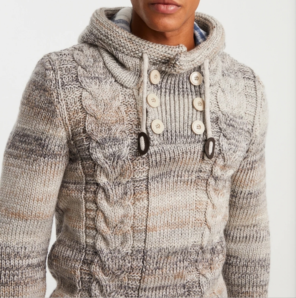 Leif Nelson Chunky Knit Sweater With Hood.